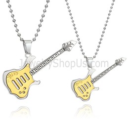 Pendentifs En Titane Et Or Pour Amateurs De Guitare Avec Chaînes Gratuites C343