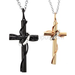 Pendentifs En Titane, Or Rose Et Croix Noire, Avec Chaînes Offertes, C521