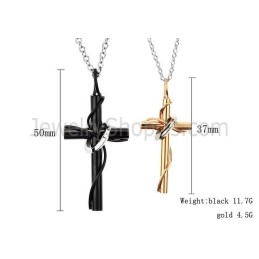Pendentifs En Titane, Or Rose Et Croix Noire, Avec Chaînes Offertes, C521