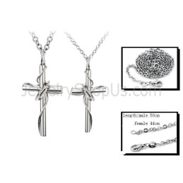 Pendentifs En Titane, Or Rose Et Croix Noire, Avec Chaînes Offertes, C521