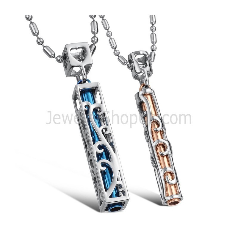 Pendentifs Creux En Titane Bleu Et Or Rose Avec Chaînes Gratuites C609 Pendentifs Creux En Titane Bleu Et Or Rose Avec Chaînes Gratuites C609