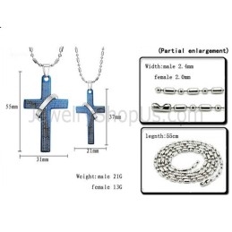 Pendentifs En Titane Avec Croix Bleue Et Chaîne Gratuite Pour Amoureux De La Bible C287
