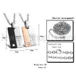 Pendentifs D'Amour Rotatifs En Titane Noir Et Or Rose Avec Strass Et Chaînes Gratuites C605