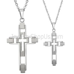 Pendentifs Croix Incrustés D'Argent Et De Titane Avec Chaînes Gratuites 108