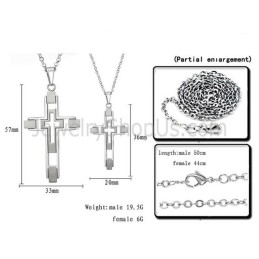 Pendentifs Croix Incrustés D'Argent Et De Titane Avec Chaînes Gratuites 108