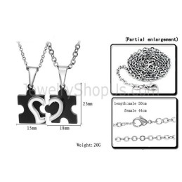 Pendentifs Amoureux En Titane Noir Et Argent Avec Chaînes Gratuites 265