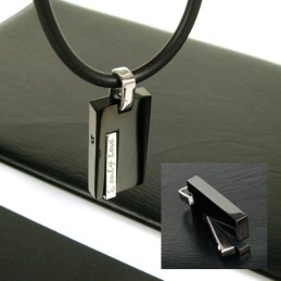 Collier Pendentif En Titane Pur Avec Pierres Précieuses « Only Love » Pour Homme