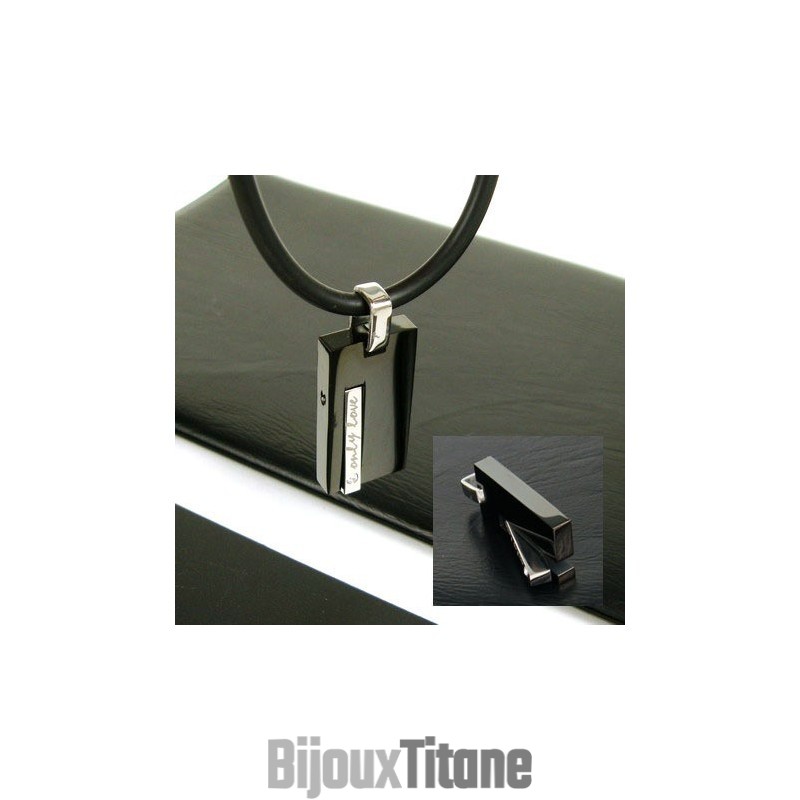 Collier Pendentif En Titane Pur Avec Pierres Précieuses « Only Love » Pour Homme