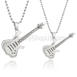 Pendentifs En Argent Et Titane Pour Amateurs De Guitare Avec Chaînes Gratuites C343