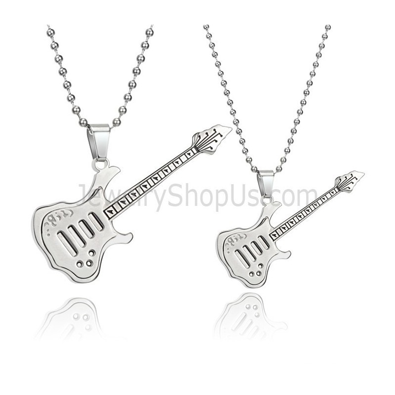 Pendentifs En Argent Et Titane Pour Amateurs De Guitare Avec Chaînes Gratuites C343