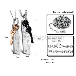 Pendentifs Clés En Titane Noir Et Or Rose Avec Strass Et Chaînes Offertes C566