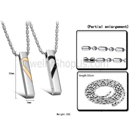 Pendentifs Amoureux En Titane, Or Rose Et Noir, Avec Chaînes Offertes C697