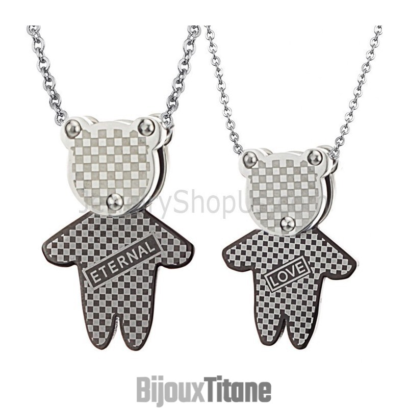 Pendentifs D'Amoureux « Éternel Et Amour » En Titane Avec Chaînes Offertes C446