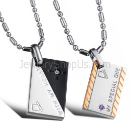 Pendentifs Rectangulaires En Titane Or Rose Avec Lettres Et Chaînes Gratuites, Avec Strass Et Chaînes Gratuites C726