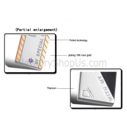 Pendentifs Rectangulaires En Titane Or Rose Avec Lettres Et Chaînes Gratuites, Avec Strass Et Chaînes Gratuites C726