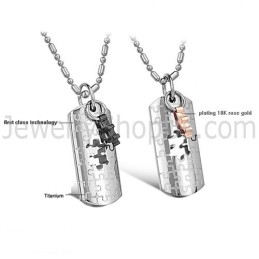 Pendentifs En Titane, Or Rose Et Noir, Avec Chaînes Offertes, C625