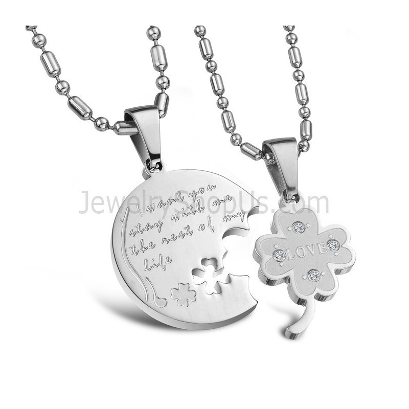Pendentifs Trèfles Amoureux En Titane Et Argent Avec Strass Et Chaînes Gratuites C599 Pendentifs Trèfles Amoureux En Titane Et Argent Avec Strass Et Chaînes Gratuites C599