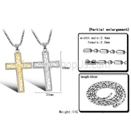 Pendentifs Et Chaînes Gratuites En Titane, Or Et Argent, Croix Creuse Pour Amoureux C709