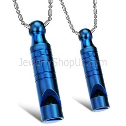 Pendentifs Sifflets Bleus En Titane Avec Chaînes Gratuites C205