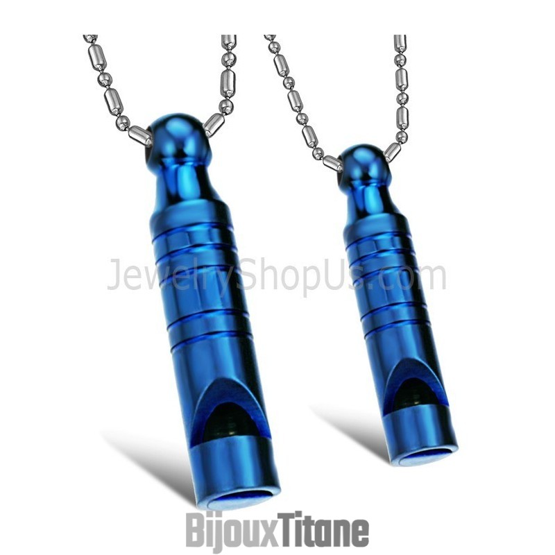 Pendentifs Sifflets Bleus En Titane Avec Chaînes Gratuites C205 Pendentifs Sifflets Bleus En Titane Avec Chaînes Gratuites C205
