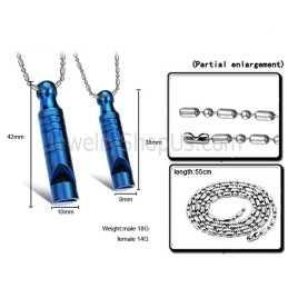 Pendentifs Sifflets Bleus En Titane Avec Chaînes Gratuites C205