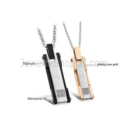 Pendentifs Rectangulaires En Titane, Or Rose Et Noir, Avec Strass Et Chaînes Offertes C362