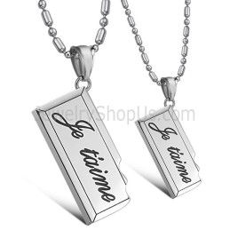 Pendentifs Amoureux En Titane Et Argent Avec Chaînes Gratuites C624