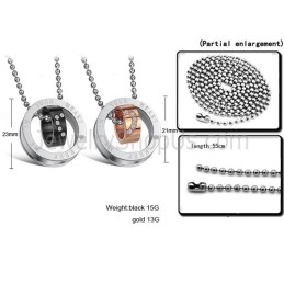 Bagues En Titane, Or Rose Et Noir, Pendentifs « Keep Me In Your Heart » Pour Amoureux, Avec Strass Et Chaînes Offertes C673
