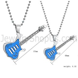 Pendentifs Guitare Bleu Titane Avec Chaînes Gratuites C343