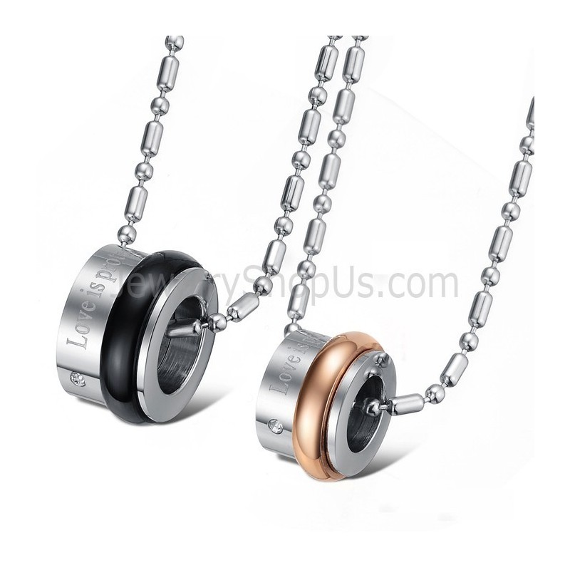 Pendentifs En Titane Pour Amoureux Avec Strass Et Chaînes Gratuites C729