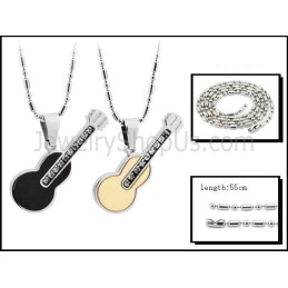 Pendentifs En Titane, Or Rose Et Noir, Pour Amoureux De Guitare, Avec Strass Et Chaînes Offertes 188