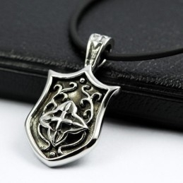 Collier Pendentif Bouclier Unique En Titane Pur Pour Homme Cool, Cadeau