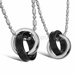 Bagues Et Pendentifs En Titane Noir Et Argent Pour Amoureux Avec Chaînes Gratuites C643