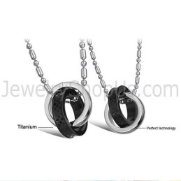 Bagues Et Pendentifs En Titane Noir Et Argent Pour Amoureux Avec Chaînes Gratuites C643