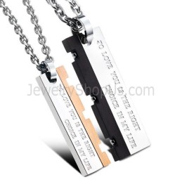 Pendentifs « Great Wall Lovers » En Titane, Or Rose Et Noir, Avec Chaînes Offertes, C621