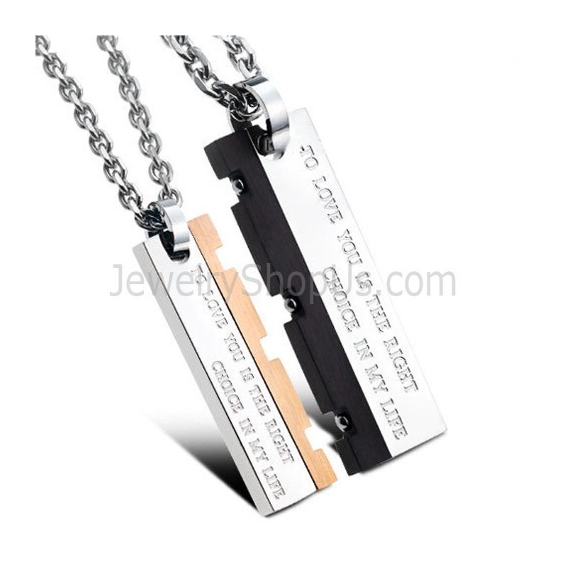 Pendentifs « Great Wall Lovers » En Titane, Or Rose Et Noir, Avec Chaînes Offertes, C621 Pendentifs « Great Wall Lovers » En Titane, Or Rose Et Noir, Avec Chaînes Offertes, C621