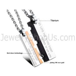 Pendentifs « Great Wall Lovers » En Titane, Or Rose Et Noir, Avec Chaînes Offertes, C621