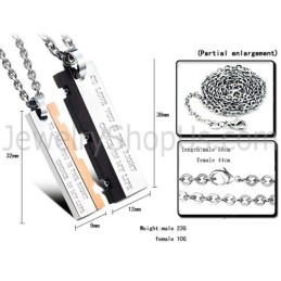 Pendentifs « Great Wall Lovers » En Titane, Or Rose Et Noir, Avec Chaînes Offertes, C621