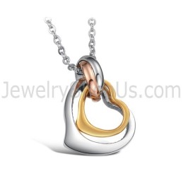 Bagues En Titane Et Pendentifs « Amoureux Amoureux » Avec Strass Et Chaînes Gratuites C606