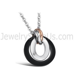 Bagues En Titane Et Pendentifs « Amoureux Amoureux » Avec Strass Et Chaînes Gratuites C606