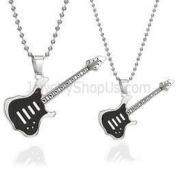 Pendentifs En Titane Noir Pour Amateurs De Guitare Avec Chaînes Gratuites C343