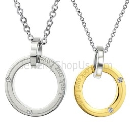 Bagues En Titane, Argent Et Or, Pendentifs Amoureux « Lock Our Love » Avec Diamants Et Chaînes Offertes C350