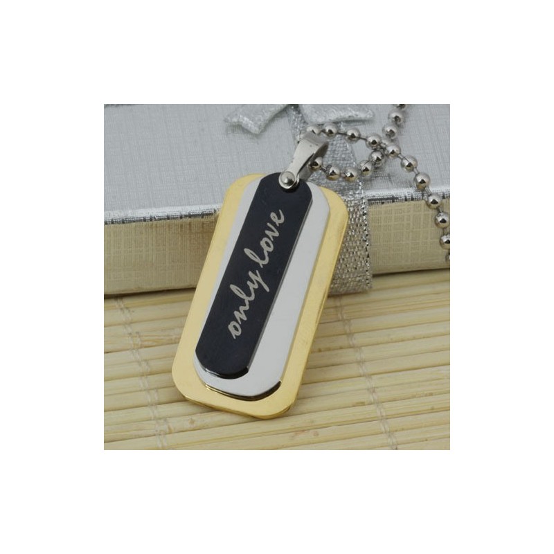 Collier Pendentif Homme 3 Couches En Titane Pur, Chaîne Offerte Collier Pendentif Homme 3 Couches En Titane Pur, Chaîne Offerte