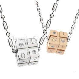 Pendentifs En Titane, Argent Et Or Rose, Avec Strass Et Chaînes Offertes, C309