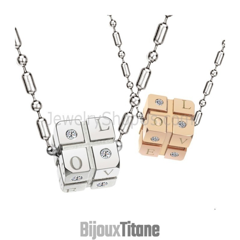 Pendentifs En Titane, Argent Et Or Rose, Avec Strass Et Chaînes Offertes, C309