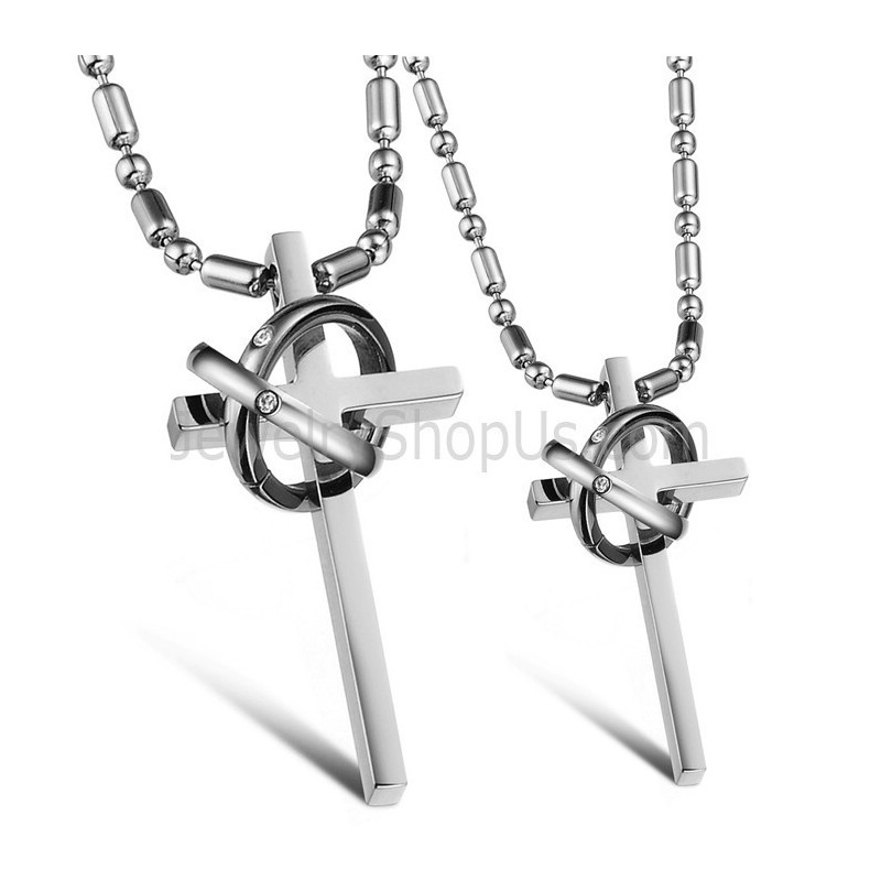 Pendentifs Croix En Titane Et Argent Avec Strass Et Chaînes Offertes Gx724 Pendentifs Croix En Titane Et Argent Avec Strass Et Chaînes Offertes Gx724