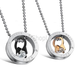 Pendentifs Amoureux De Poulpe En Titane Noir Et Or Rose Avec Strass Et Chaînes Gratuites C698