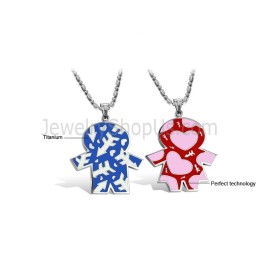 Pendentifs Pour Enfants En Titane Bleu Et Rouge Avec Chaînes Gratuites C710