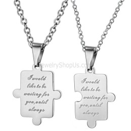 Pendentifs En Titane Et Argent Pour Amoureux De Puzzles Avec Chaînes Gratuites C538