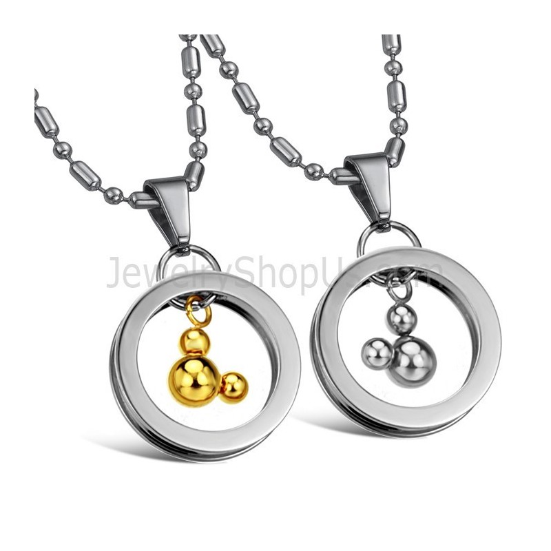 Pendentifs Mickey En Titane, Argent Et Or Avec Chaînes Offertes 264 Pendentifs Mickey En Titane, Argent Et Or Avec Chaînes Offertes 264